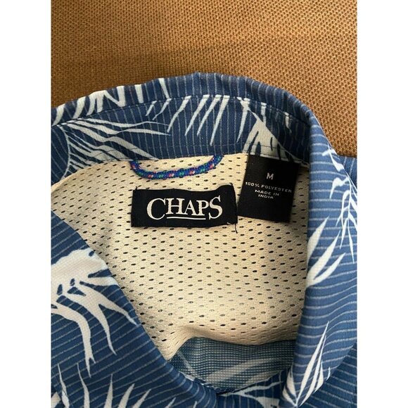 Chaps Men's Casual Blue Floral Hawaiian Short Sleeve Shirt Sz. M - Picture 3 of 4
